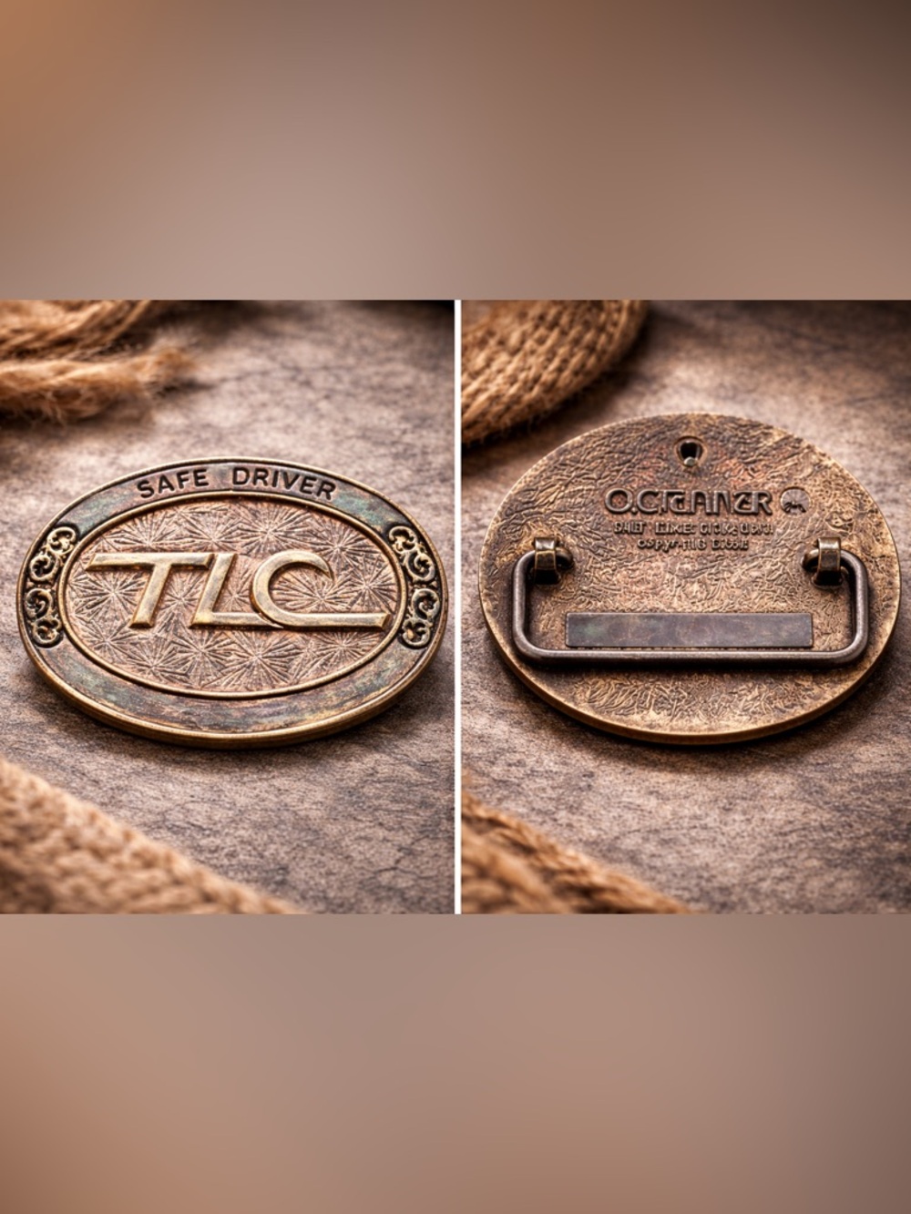 Vintage 1981 TLC Safe Driver Belt Buckle Brass Tone Octaner USA Retro